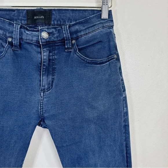Rollas' Rollies Slim Rolled Dark Wash Blue Skinny Jeans - Picture 5 of 16